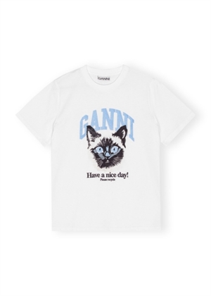 Cat Relaxed tee Bright White T4005 Ganni